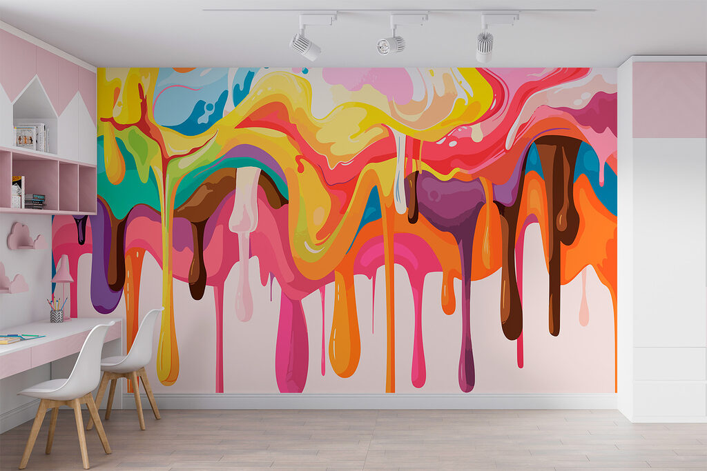 Colorful paint dripping down