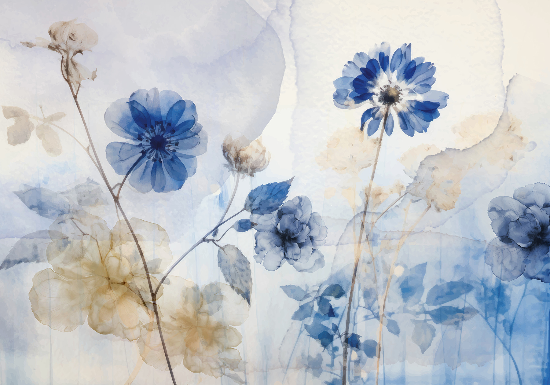 Blue and white flowers