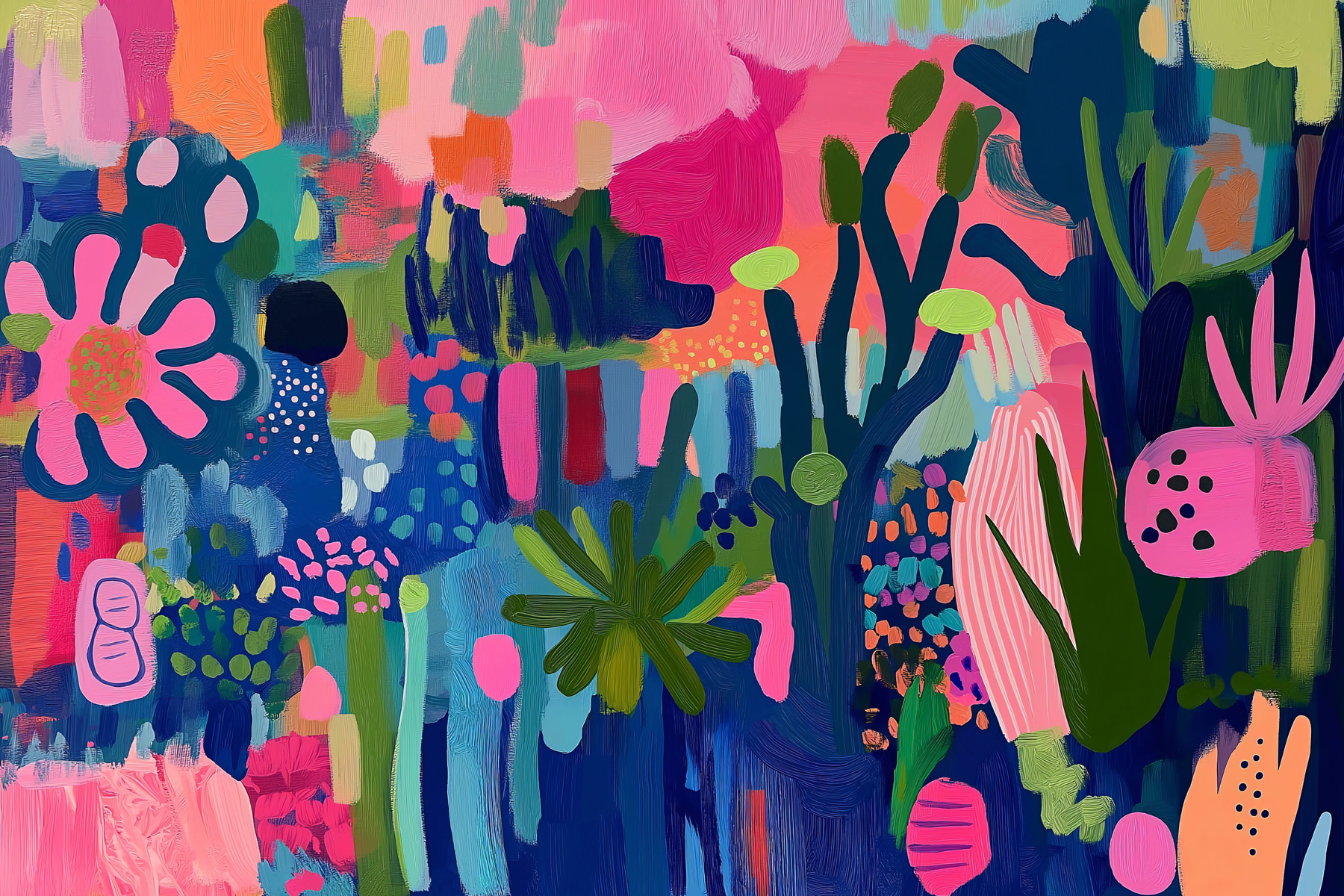 Colorful painting of plants and flowers