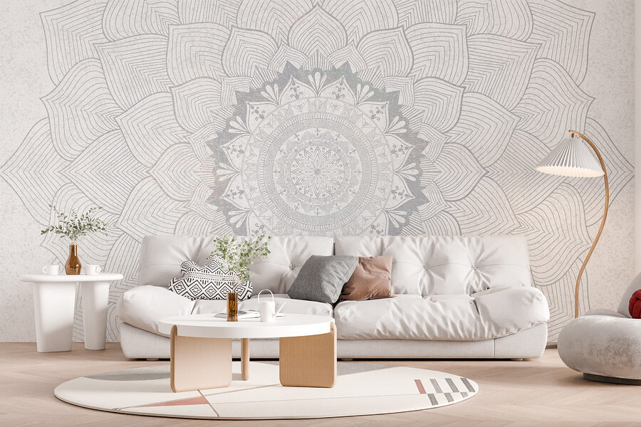 Biało-szara mandala