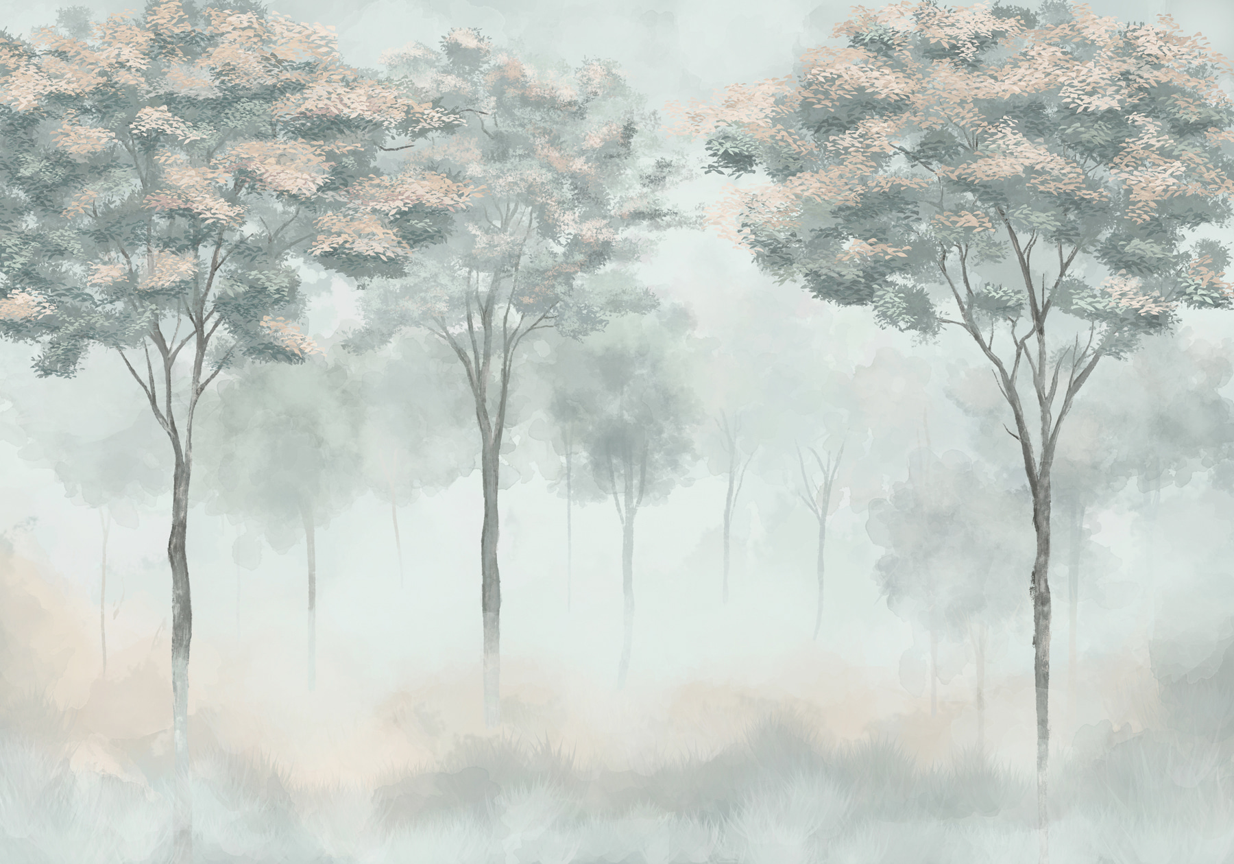Group of trees in fog