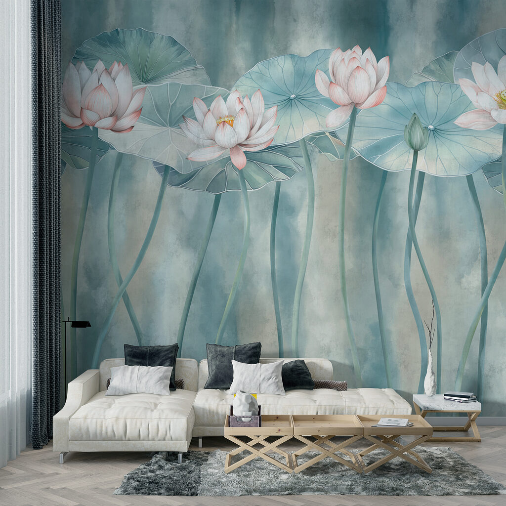 Group of flowers and leaves