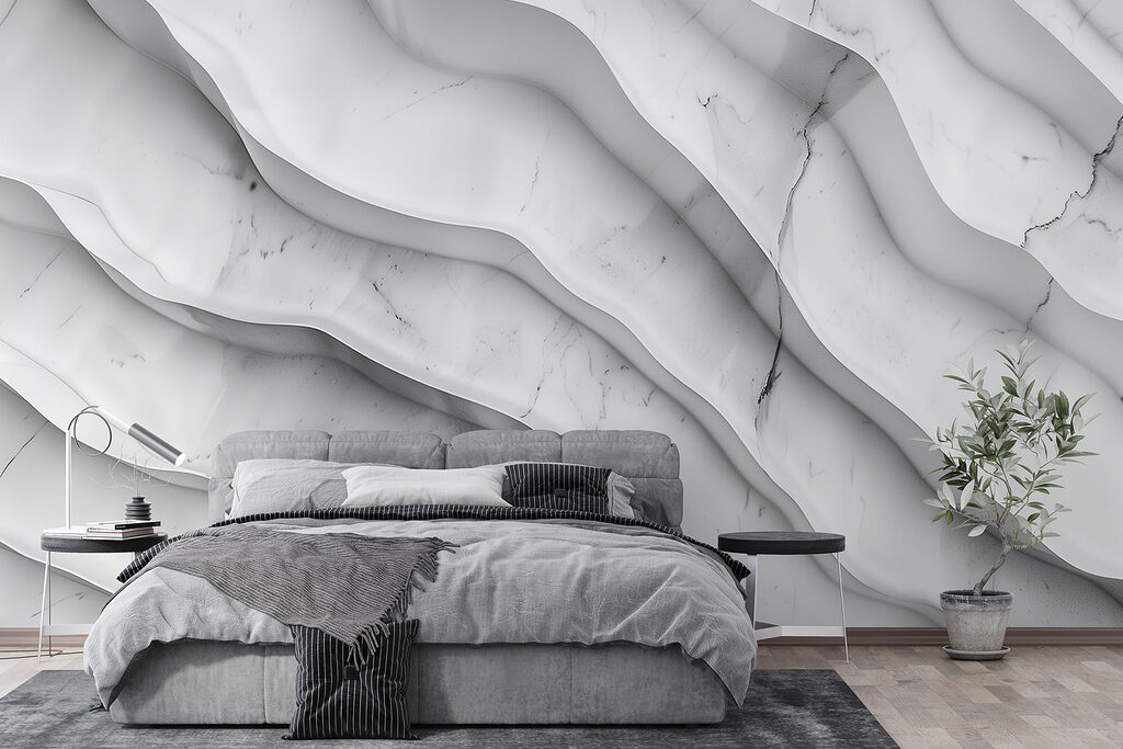 White marble surface with wavy lines