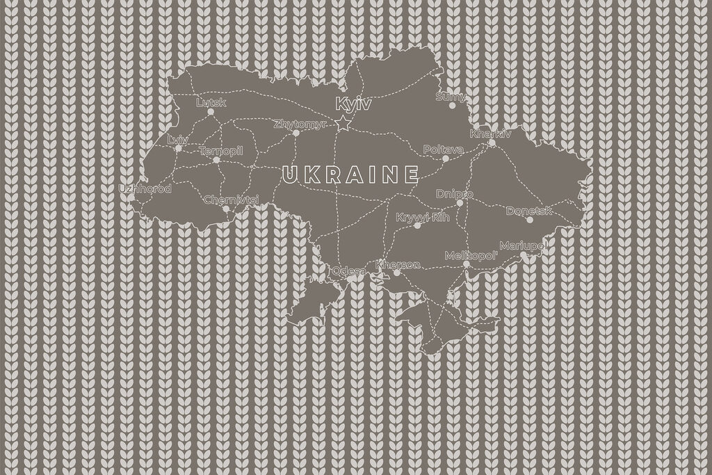 Mapa Ukrainy z białym tekstem Mapa Ukrainy z białym tekstem