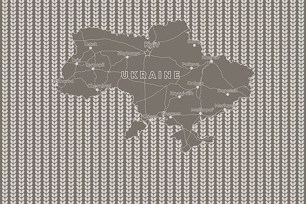 Mapa Ukrainy z białym tekstem Mapa Ukrainy z białym tekstem