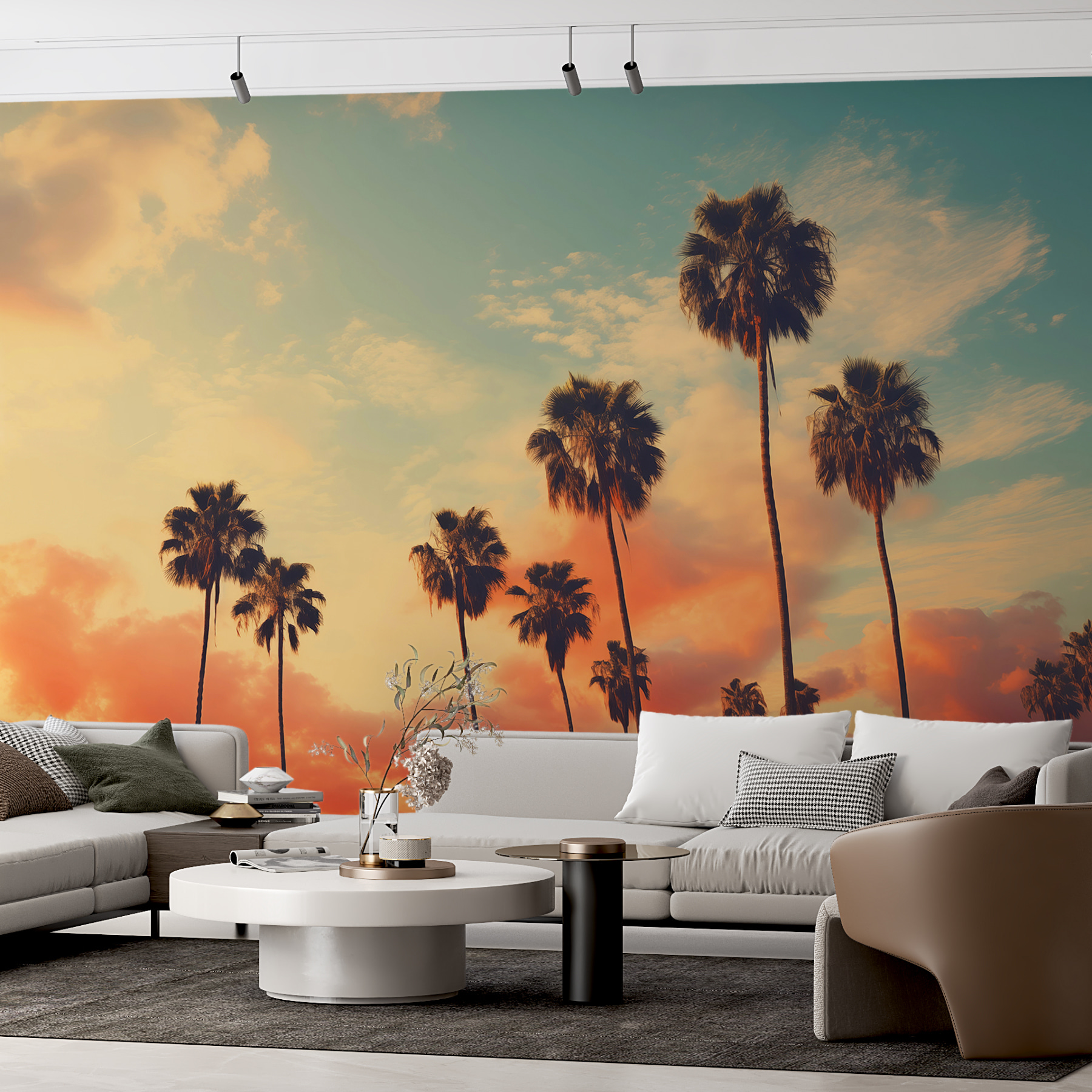 Group of palm trees against a sunset Group of palm trees against a sunset