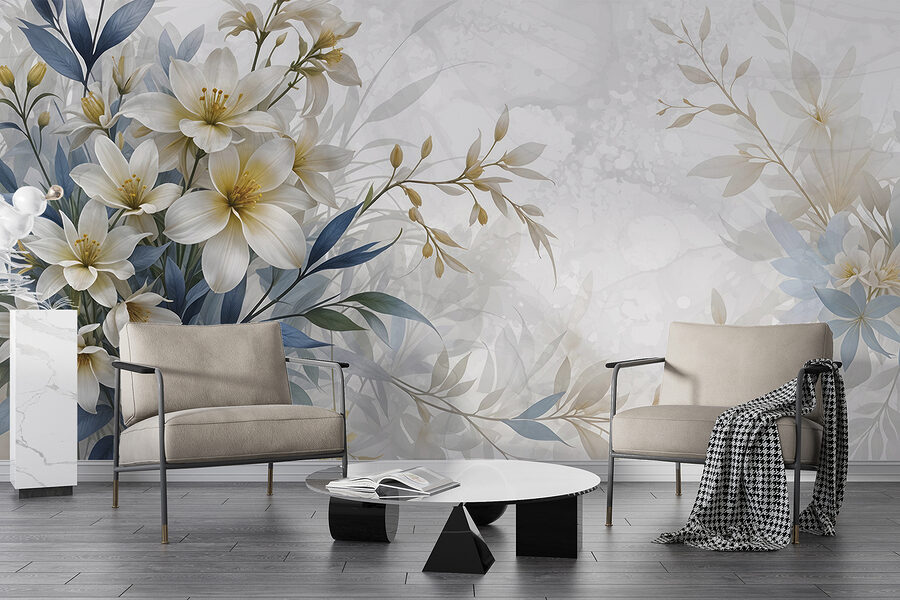 Painting of flowers and leaves Painting of flowers and leaves