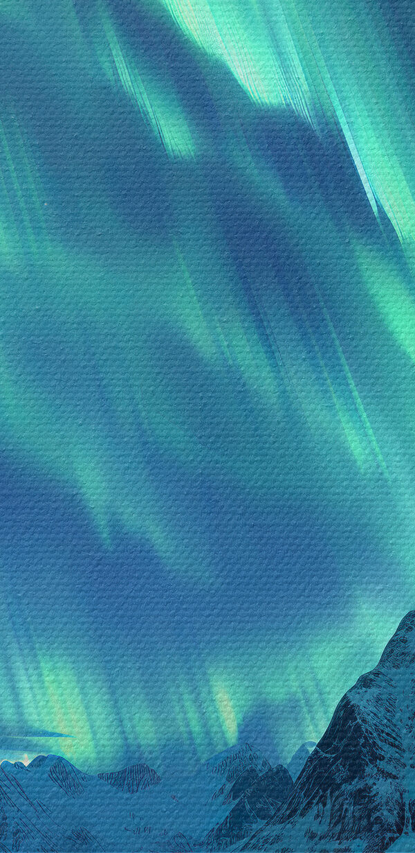 Zorza polarna nad zaśnieżoną górą Zorza polarna nad zaśnieżoną górą