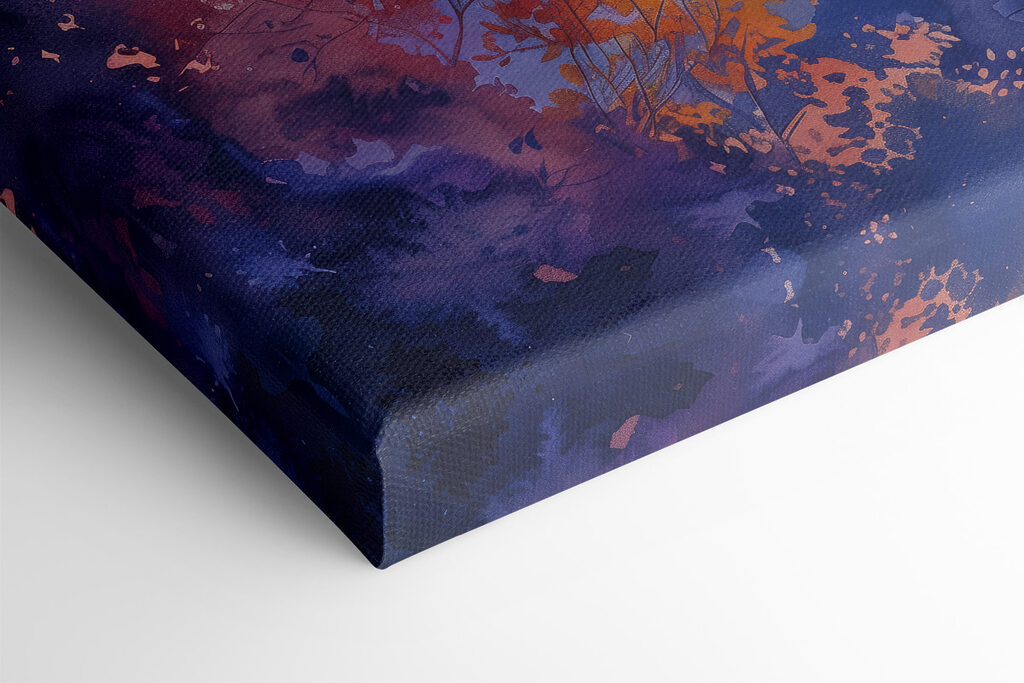 Watercolor painting of trees and a sunset