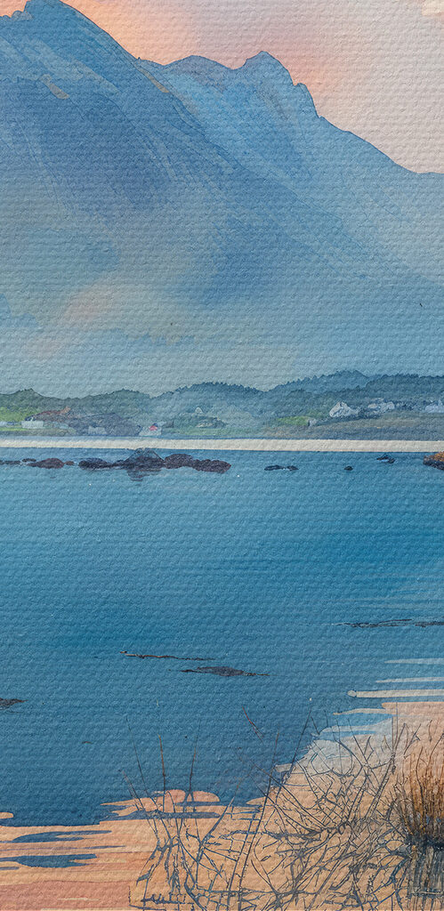 Water with mountains in the background Water with mountains in the background