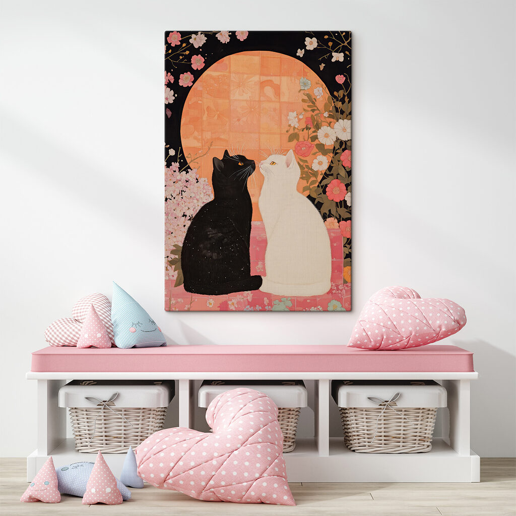 Black and white cats looking at each other