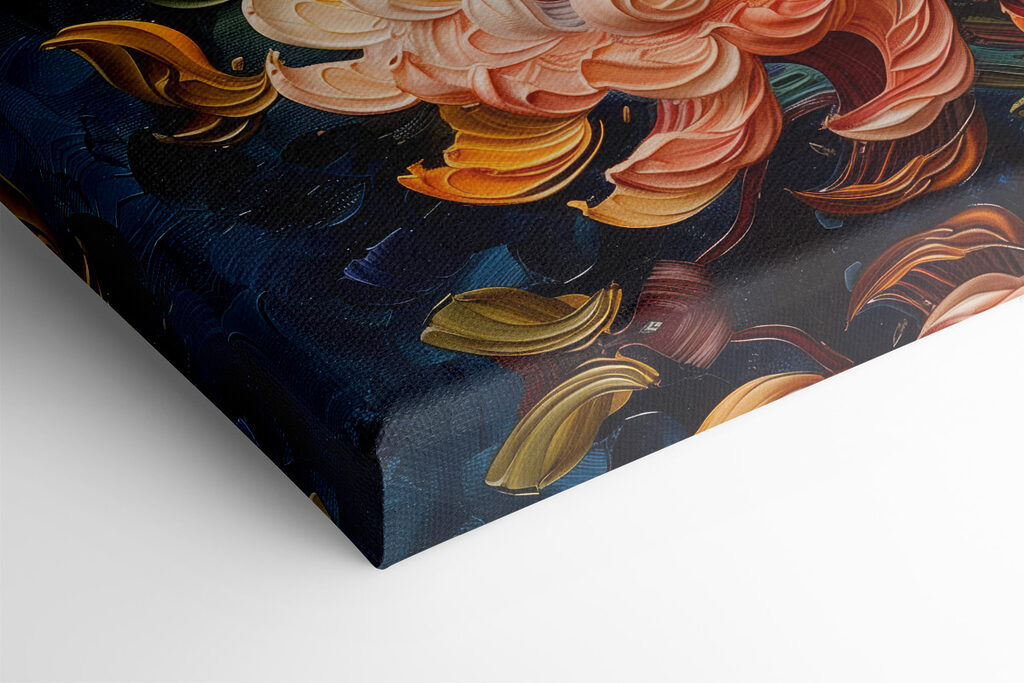 Painting of flowers on a blue background