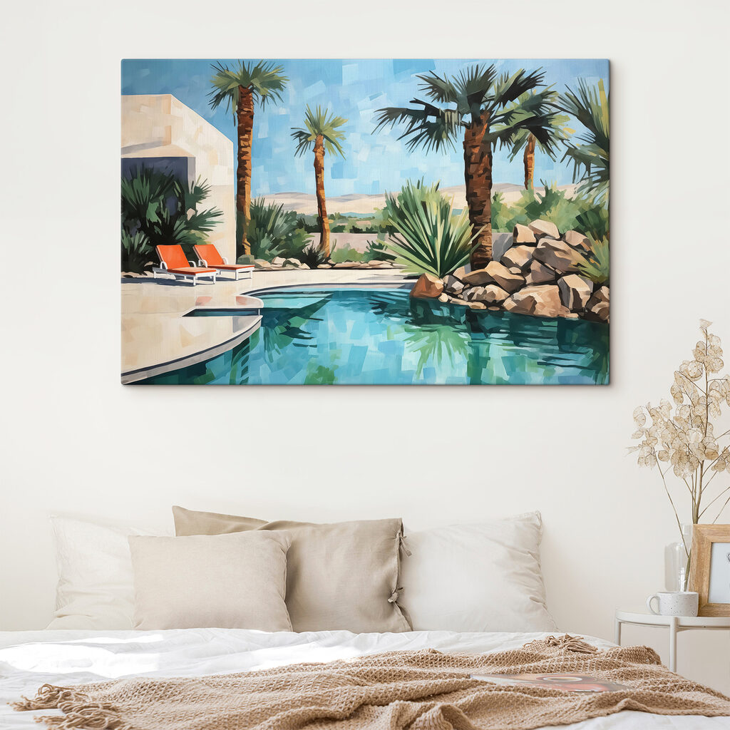 Pool with palm trees and chairs Pool with palm trees and chairs