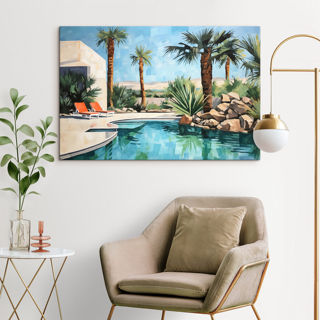 Pool with palm trees and chairs Pool with palm trees and chairs