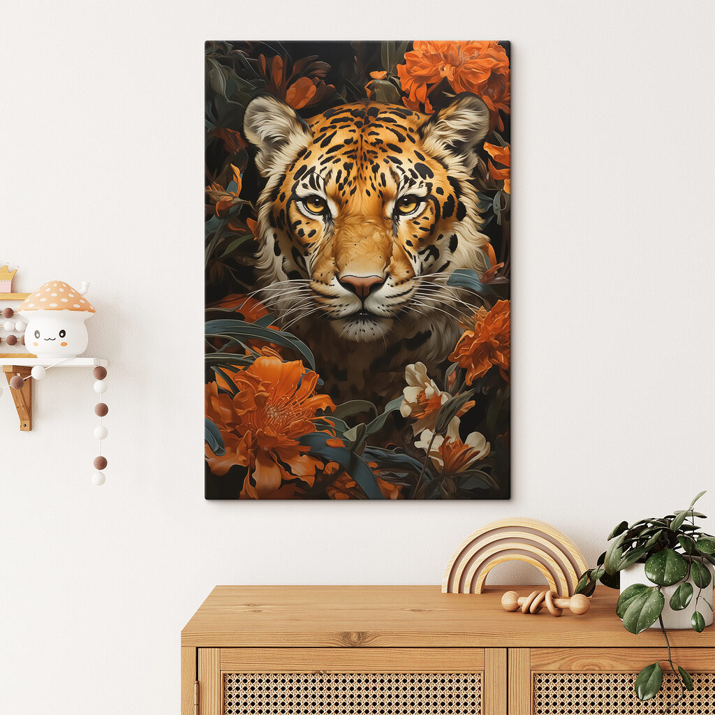 Tiger amidst vibrant blossoms