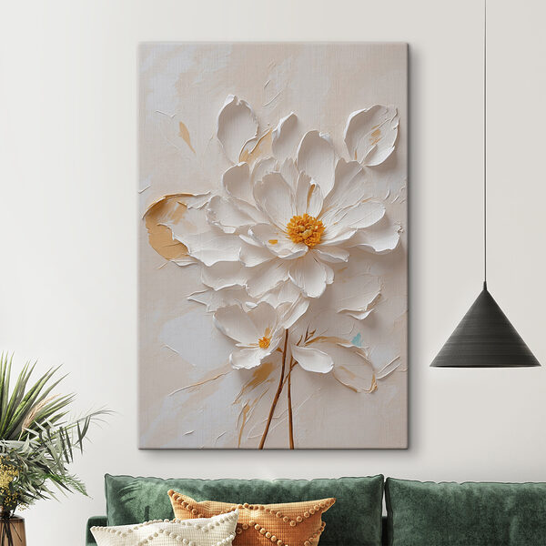 White flower with yellow center White flower with yellow center