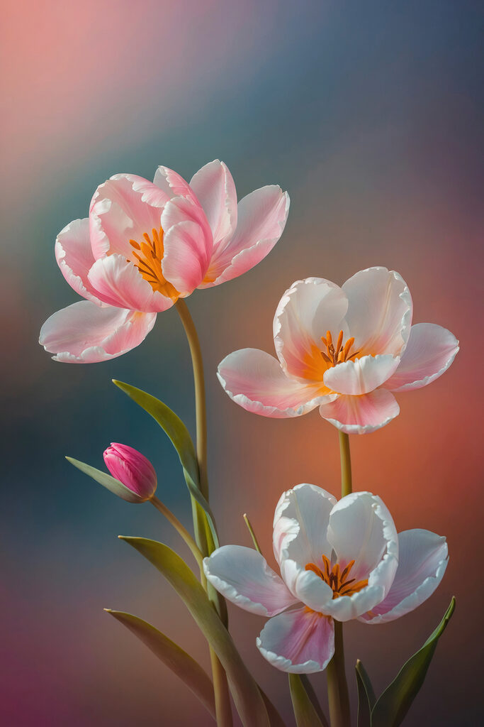 Group of pink and white flowers