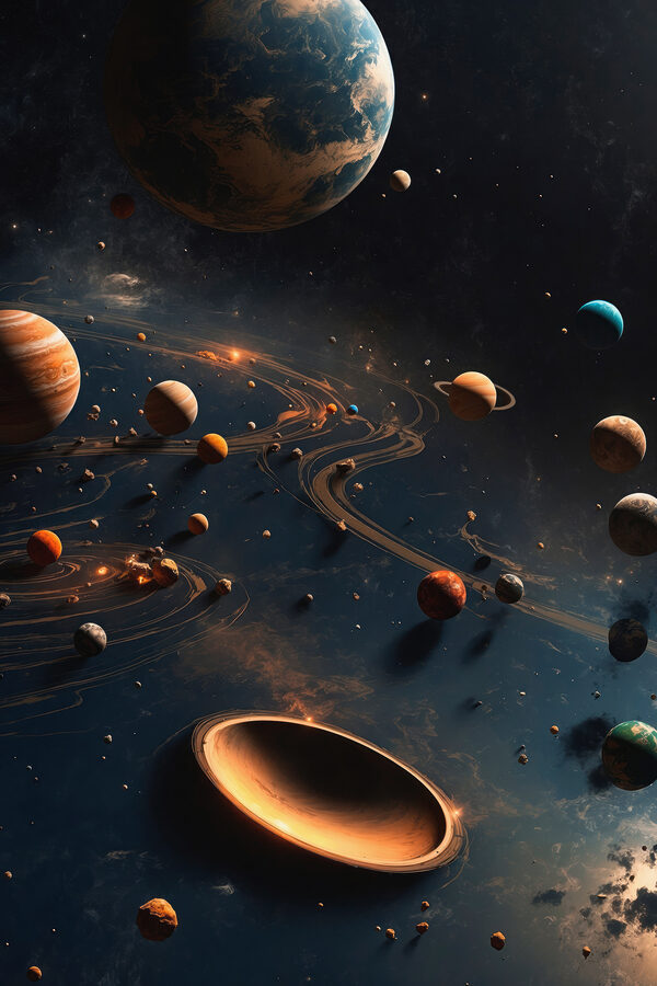Planety w kosmosie z planetami i gwiazdami Planety w kosmosie z planetami i gwiazdami