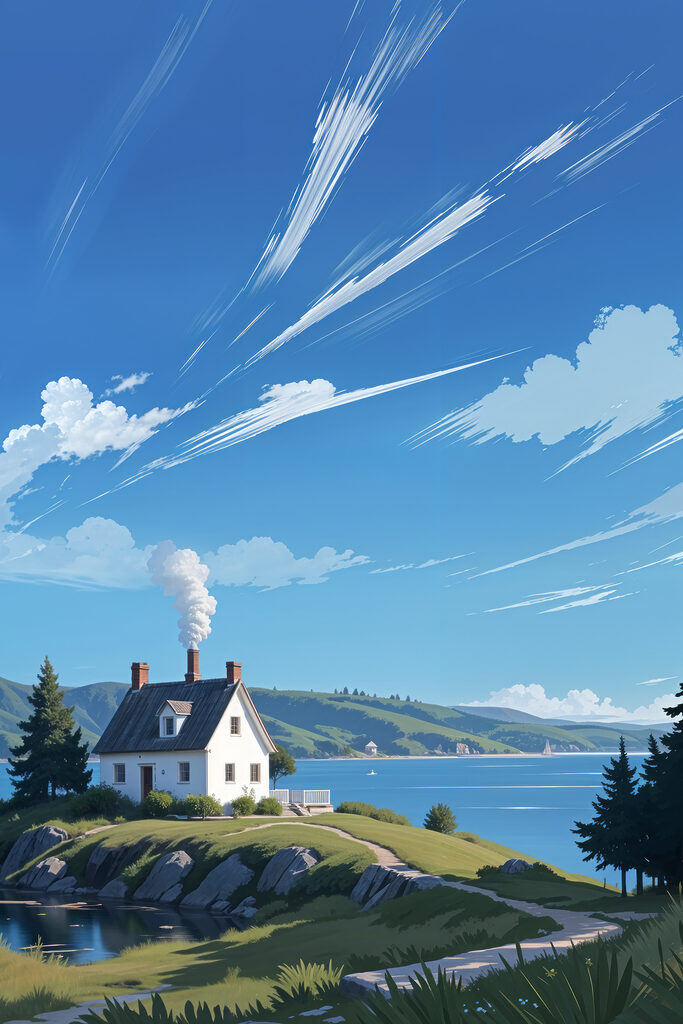 House on a hill by the water House on a hill by the water