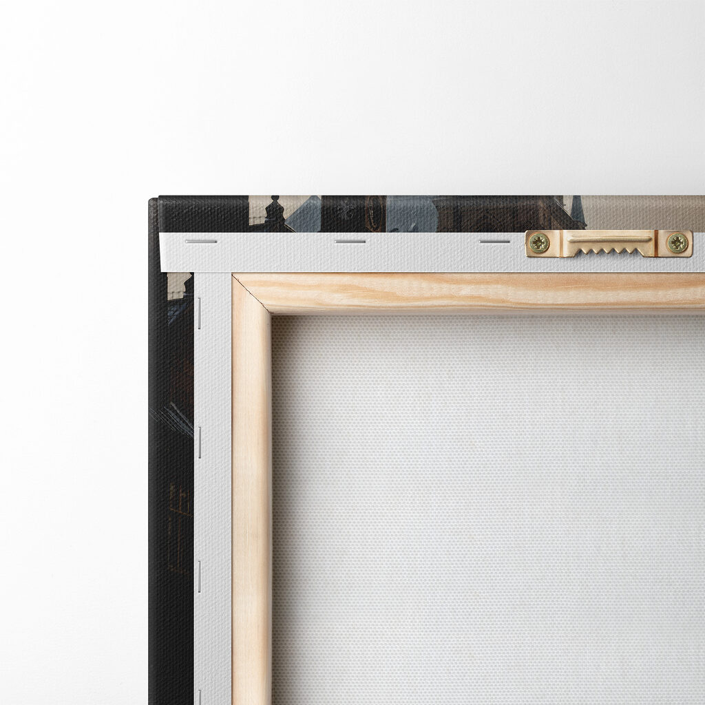 Street with buildings and a train on it Street with buildings and a train on it