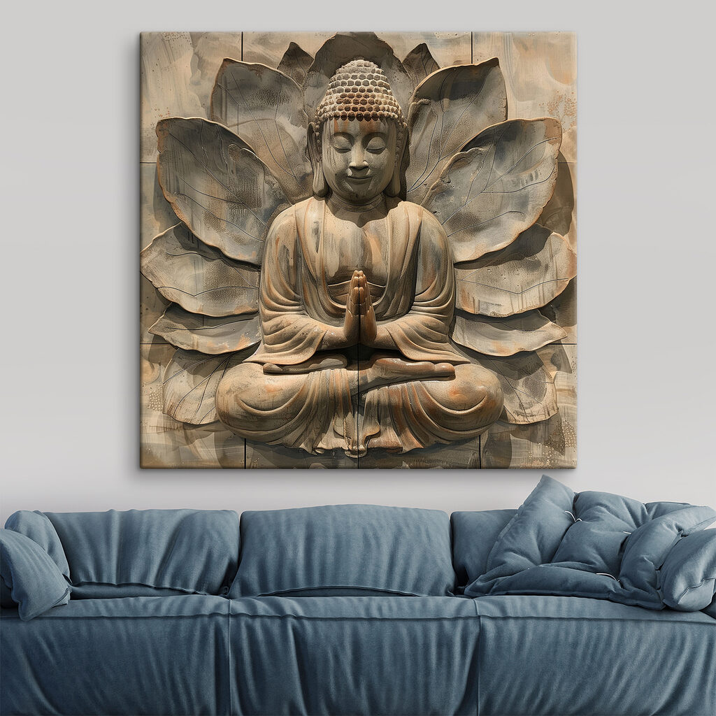 Stone statue of a person sitting in a lotus pose Stone statue of a person sitting in a lotus pose