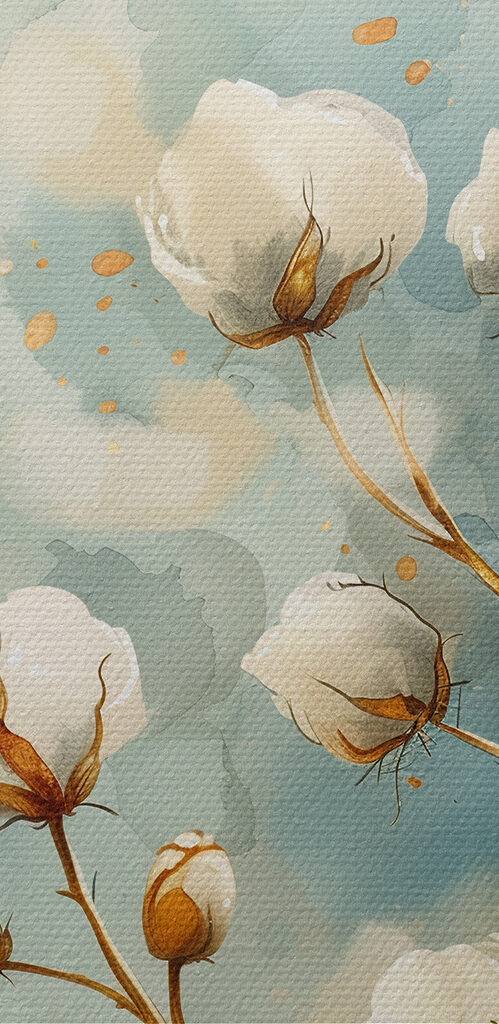 Watercolor of cotton flowers