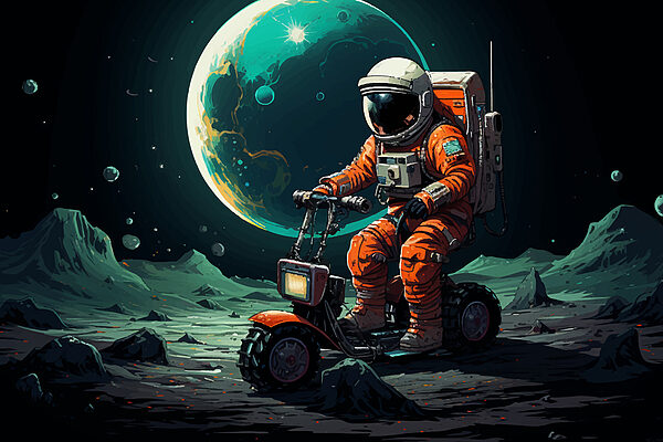 Astronauta na skuterze na Księżycu Astronauta na skuterze na Księżycu