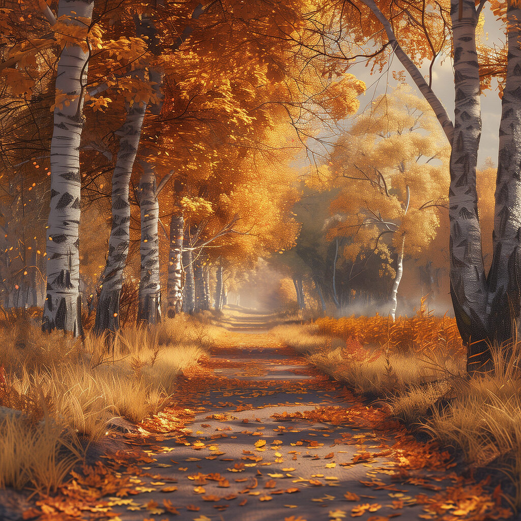 Path with orange leaves on it