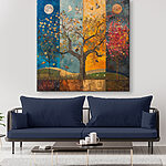 Obraz Obraz drzewa z różnymi kolorami drzew i ptaków