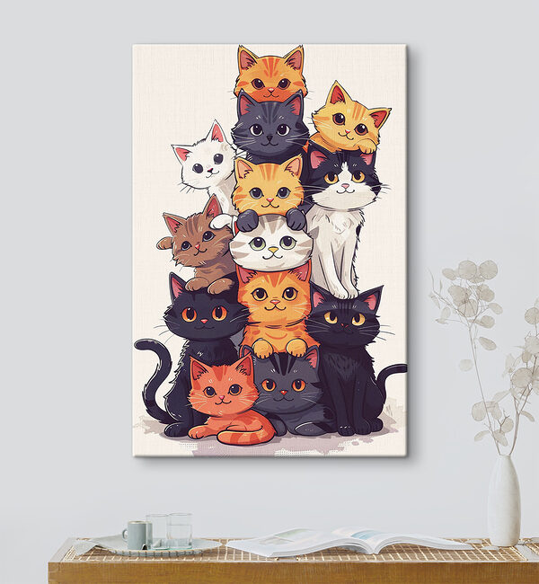 Canvas prints Group of cats stacked together Canvas prints Group of cats stacked together