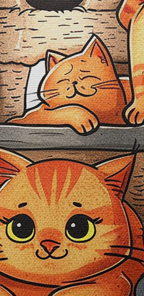 Group of cats on a tower Group of cats on a tower