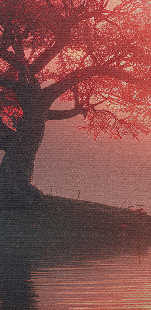 Tree on a small island in water