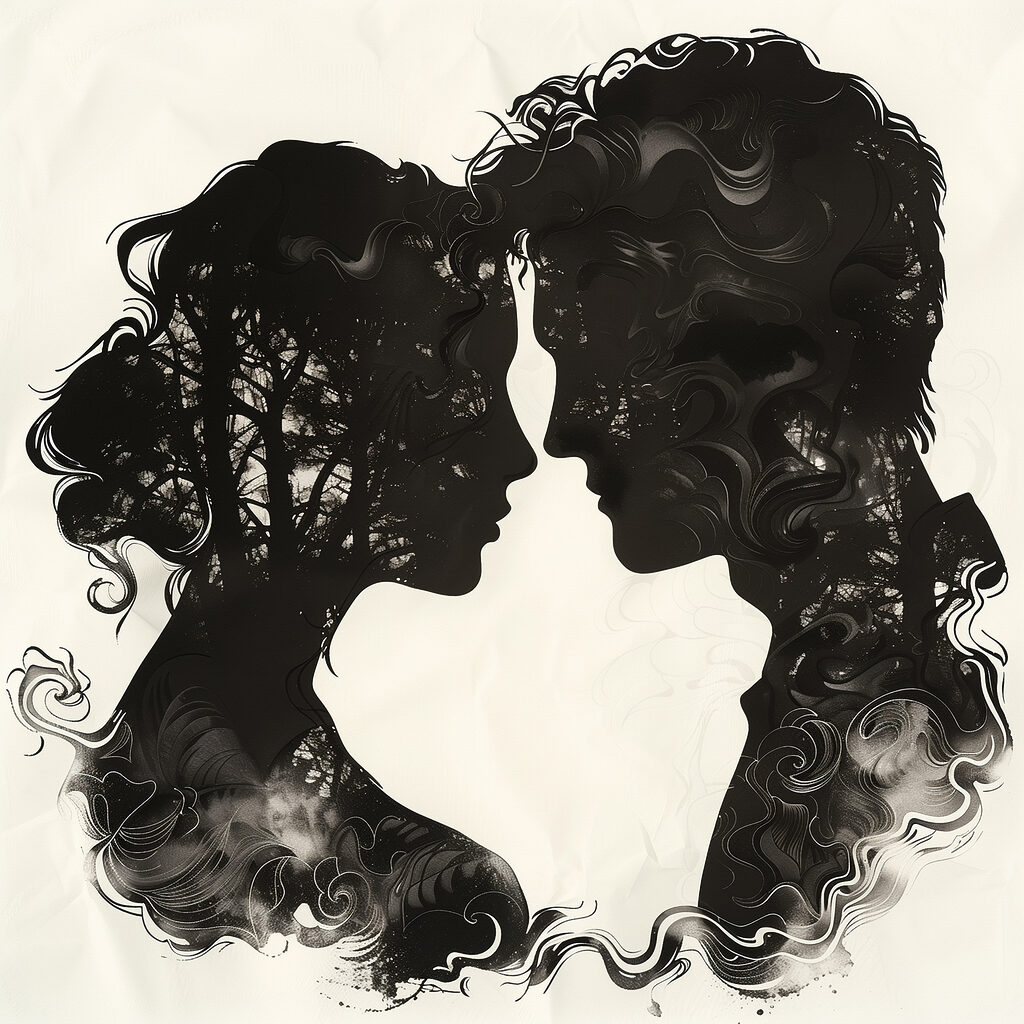 Man and woman face to face Man and woman face to face