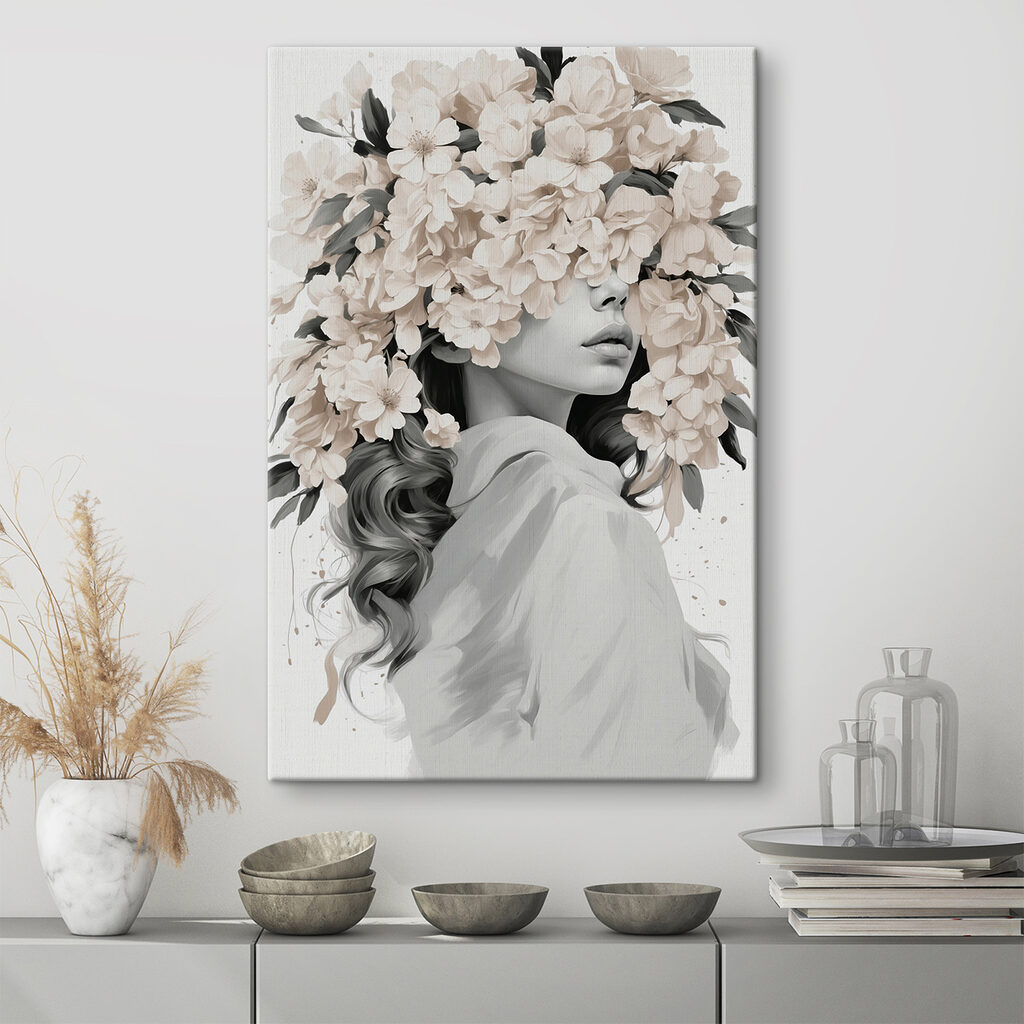 Woman with flowers on her head