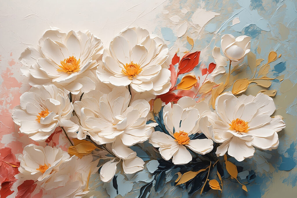 Group of white flowers with yellow center