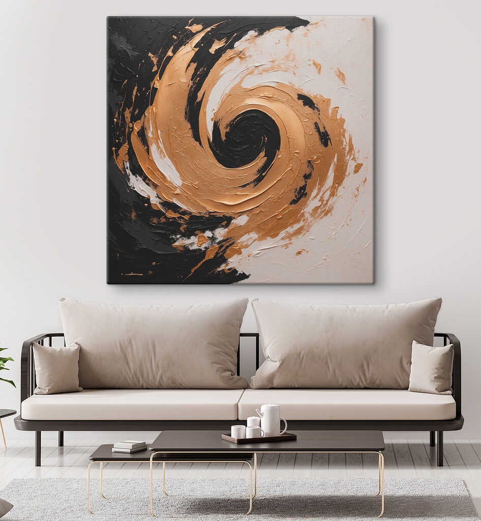 Swirling abyss in black and cream