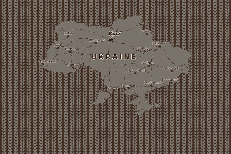 Mapa Ukrainy z liniami i miastami