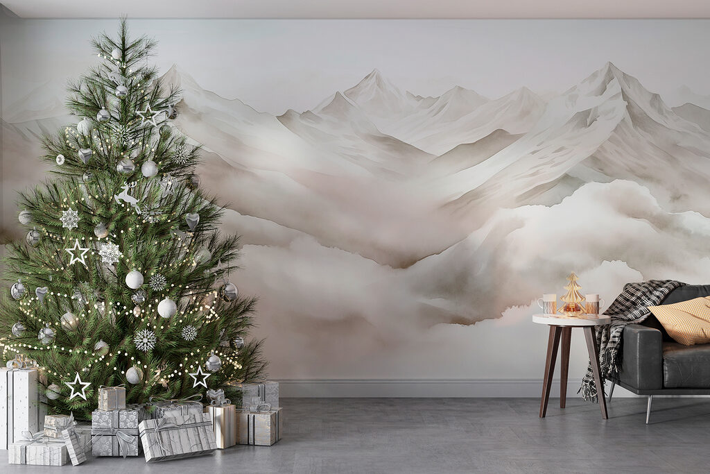 Mountain range with clouds