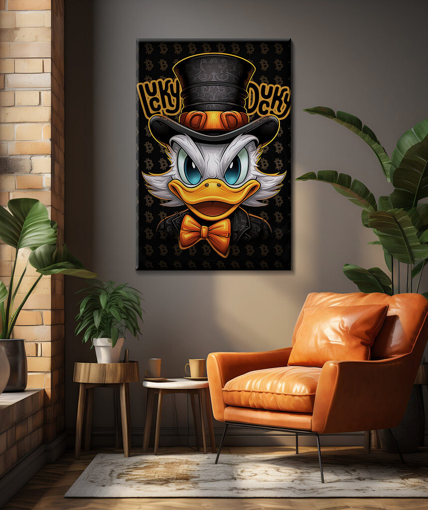 Cartoon duck wearing a top hat