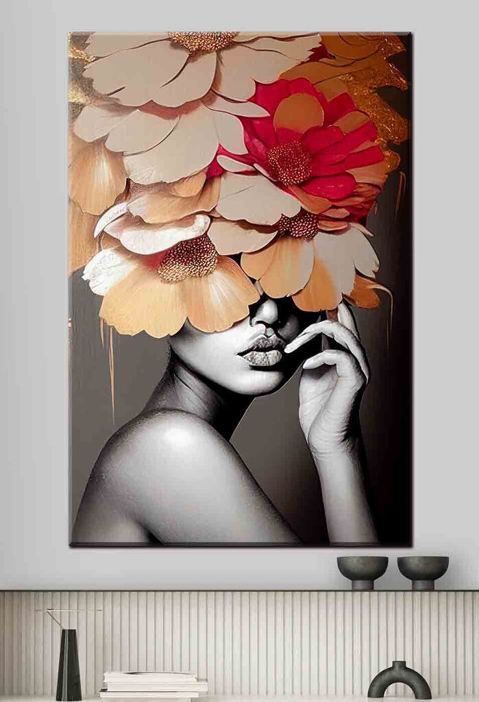 Woman with flowers on her head