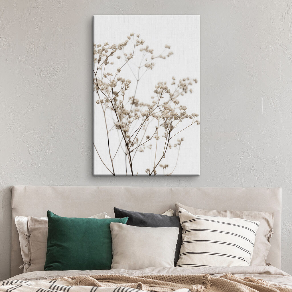 Delicate dried flowers against white backdrop Delicate dried flowers against white backdrop