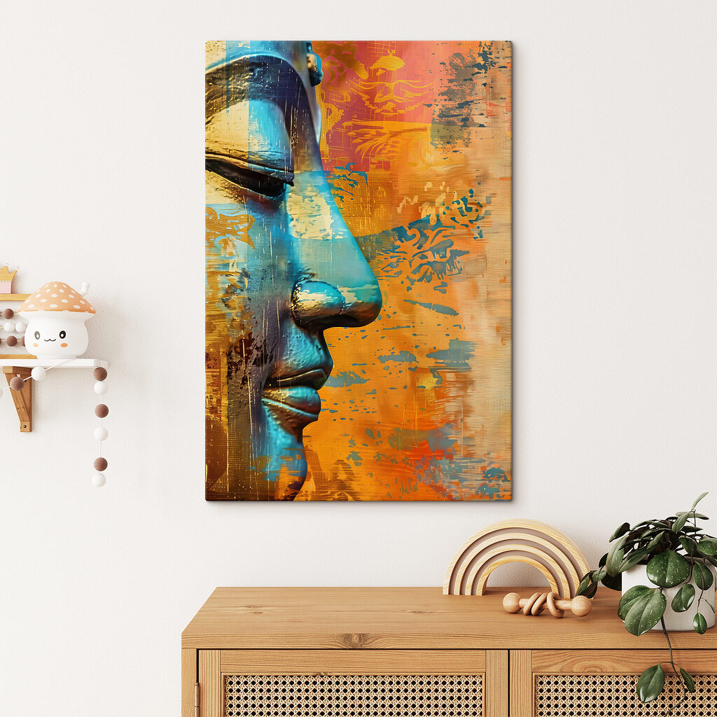 Vibrant face in colorful abstraction