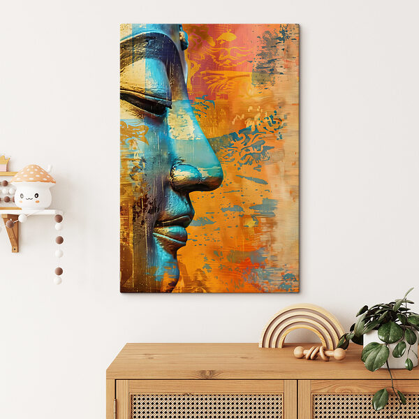 Vibrant face in colorful abstraction