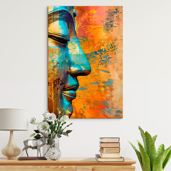 Vibrant face in colorful abstraction