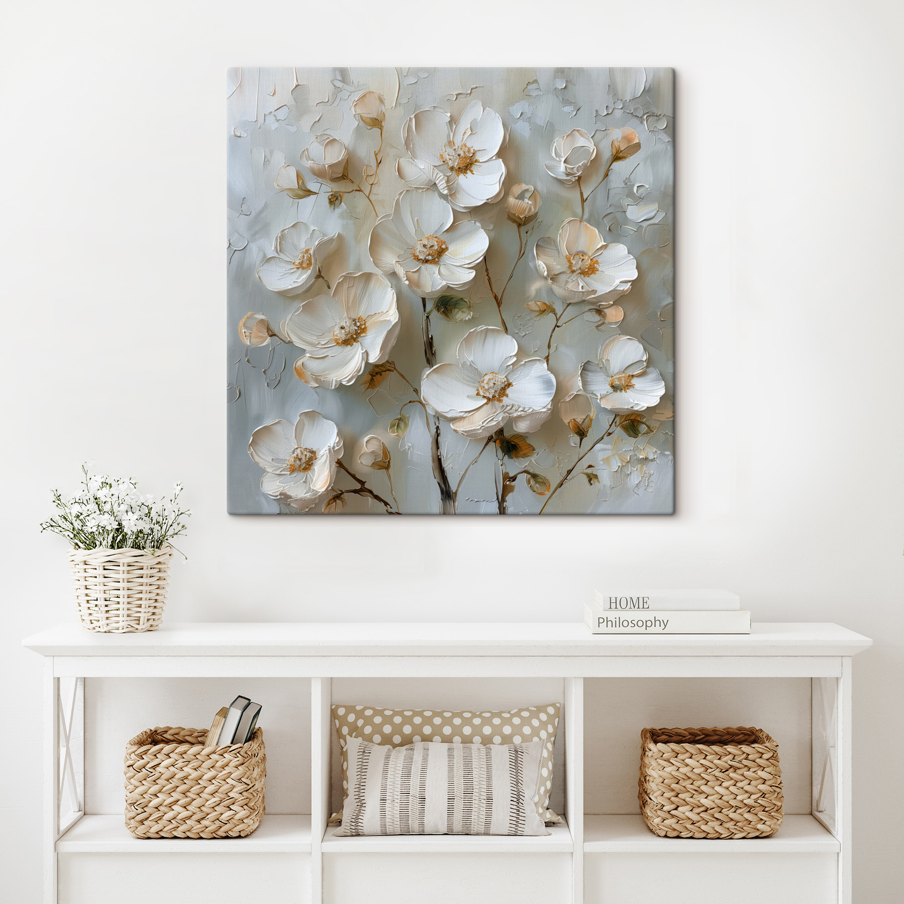 Painting of white flowers Painting of white flowers