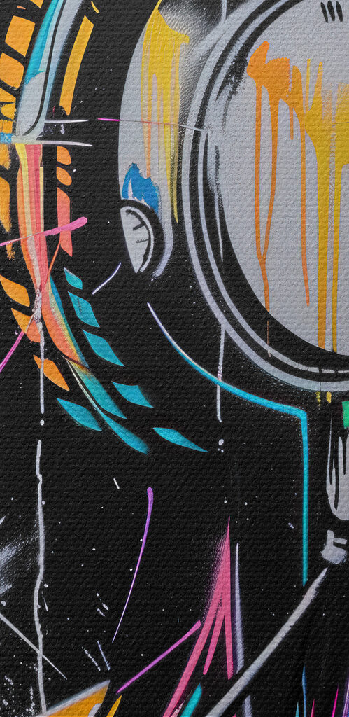 Graffiti of a woman with headphones