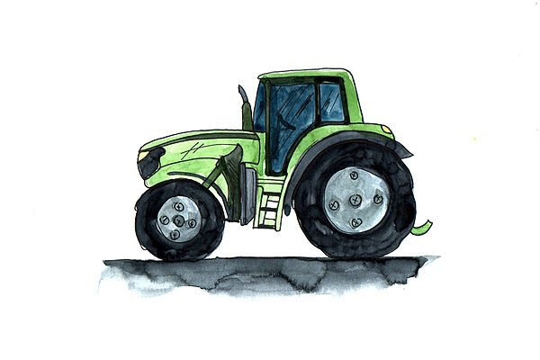 Zielony traktor z dużymi kołami Zielony traktor z dużymi kołami
