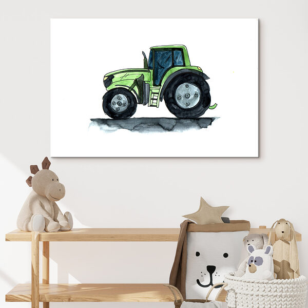 Zielony traktor z dużymi kołami Zielony traktor z dużymi kołami