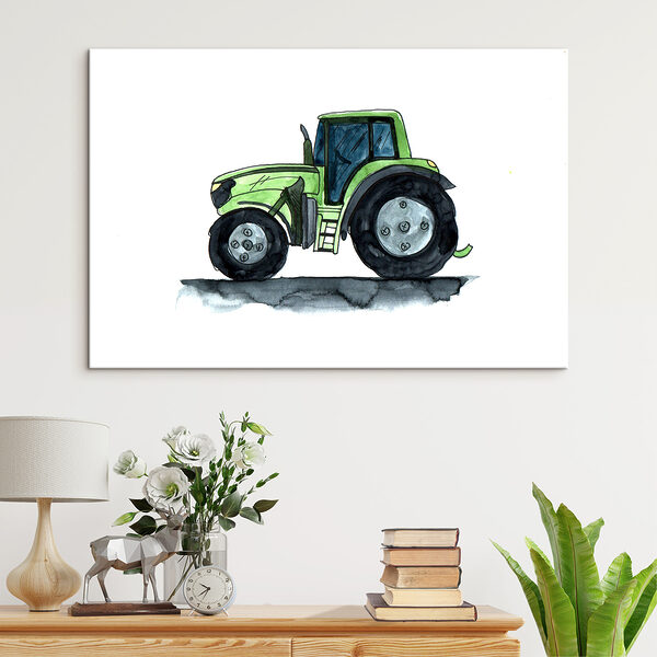 Zielony traktor z dużymi kołami Zielony traktor z dużymi kołami