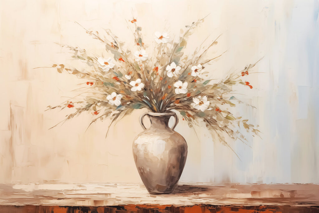 Painting of flowers in a vase Painting of flowers in a vase